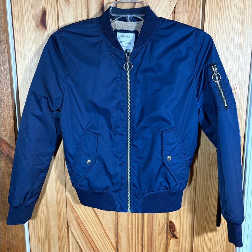 Bershka Girl Blue Girl's Bomber Jacket Size Medium